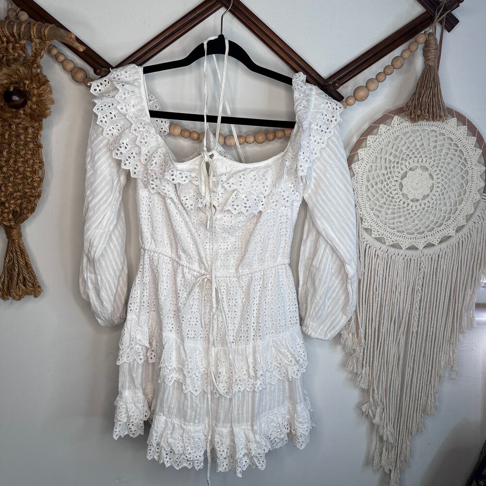 Alice McCall Lover of Mine White Eyelet Mini Dress